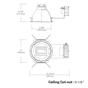 8” LED Architectural Frame-in Kit, Non-IC, 50W, 120~277V, 0-10V, Triac & ELV Dimming - view 2