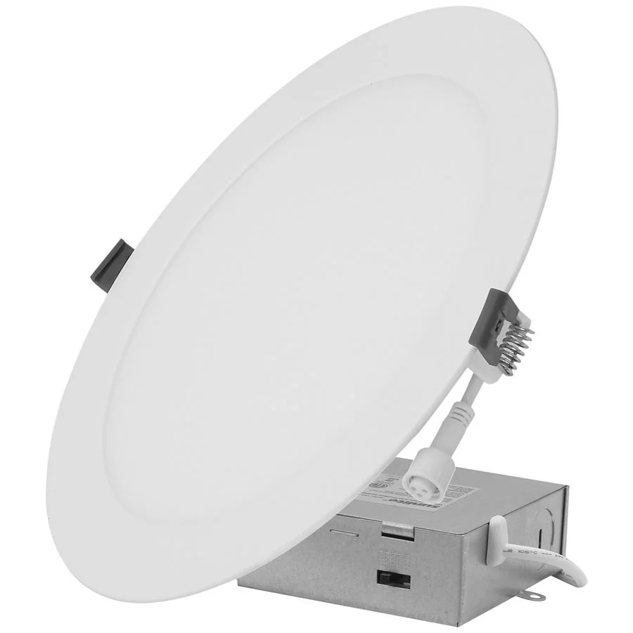 8" Round Slim Downlight, 18W, 1100lm, 90CRI, 120V, 2700K|3000K|3500K|4000K|5000K, Dimmable, White
