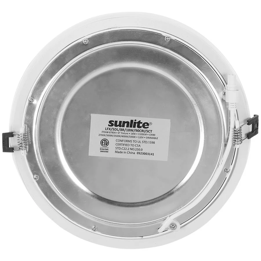 8" Round Slim Downlight, 18W, 1100lm, 90CRI, 120V, 2700K|3000K|3500K|4000K|5000K, Dimmable, White - view 4