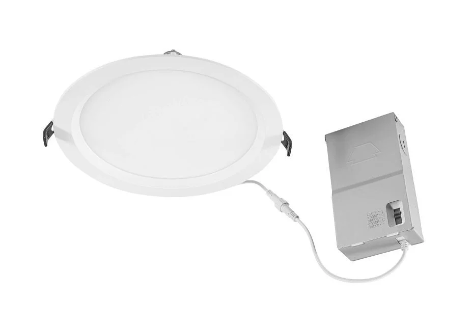 8in Circular LED Recessed Wafer Downlight feat. Color Select, 23W, 2700 / 3000 / 3500 / 4000 / 5000K, 90CRI, 120V Input