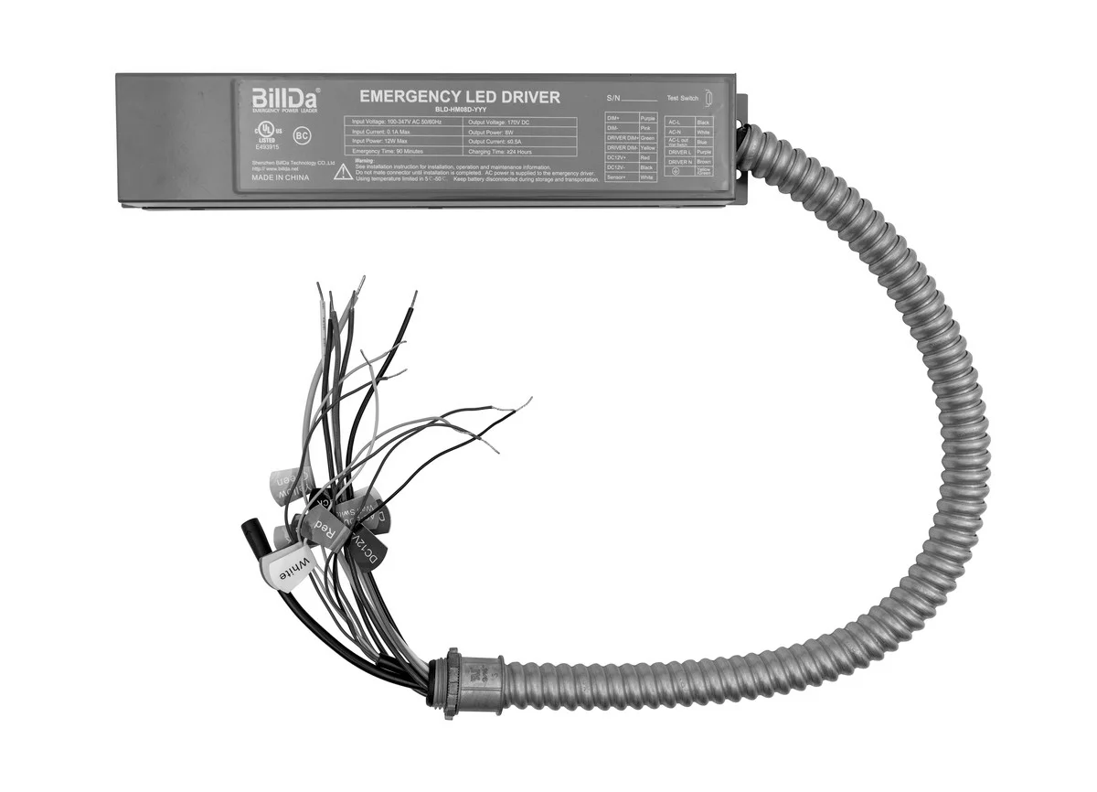 8W LED Emergency Battery Backup Driver, 120-277V input