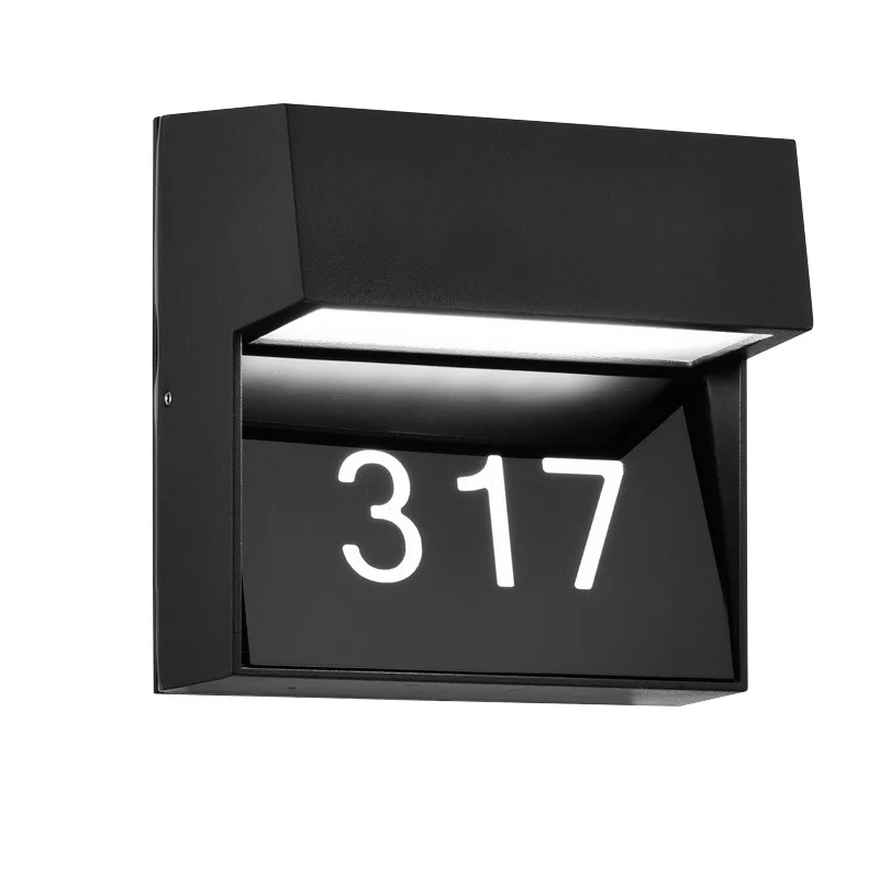 9 W LED Hotel Room Number Lighting Sconce, Black/Frosted Glass