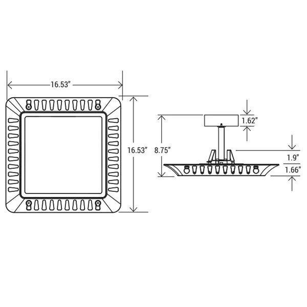 95W LED Gas Station Canopy Light, 5000K, AC120-277V, Generation 2 - view 2