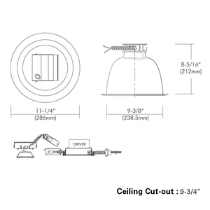 9" 14W Architectural Recessed Downlight Retrokit - view 2