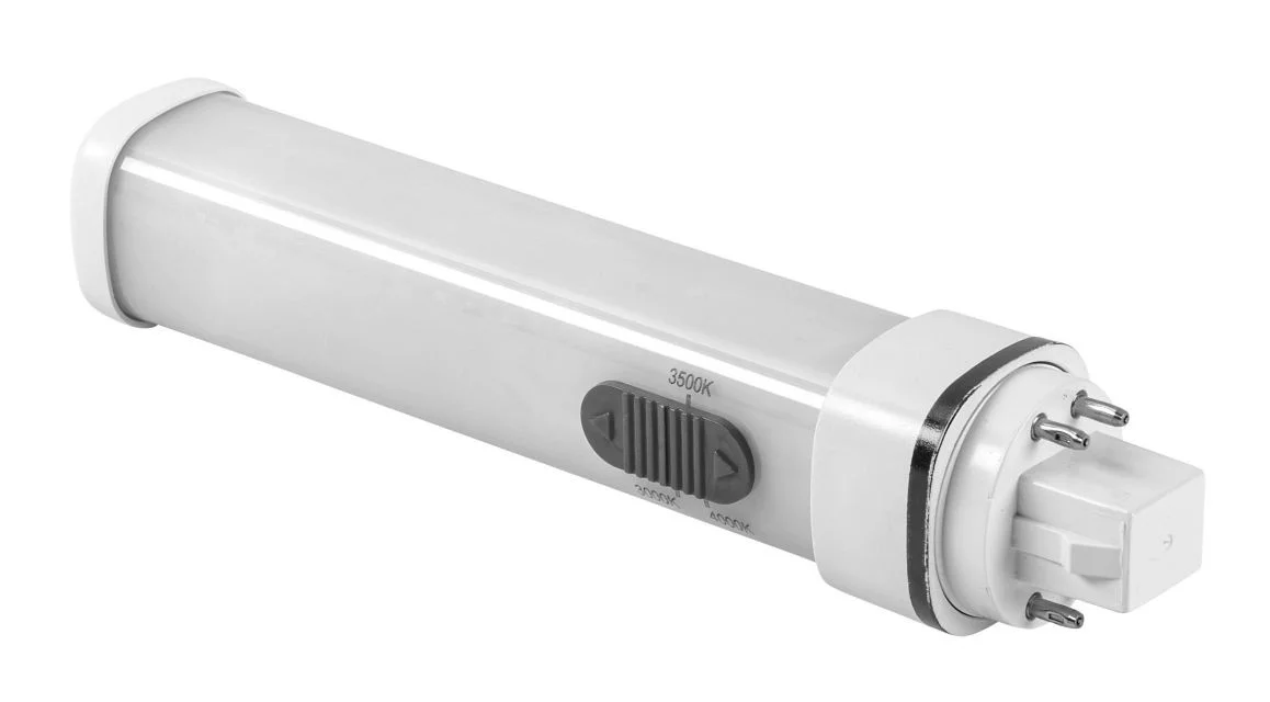 9W 4-pin Compact LED Lamp, Horizontal Orientation, Ballast Compatible, G24q Base, 3000 / 3500 / 4000K Color Select