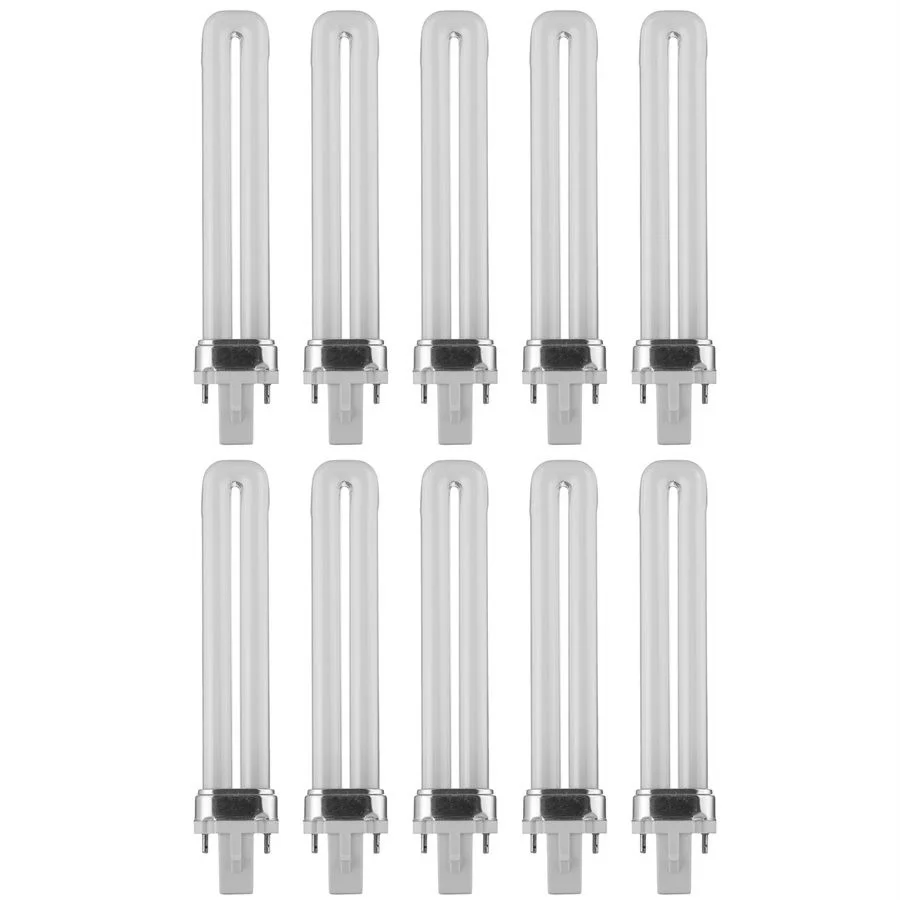 9W PL CFL Twin Tube Bulb, 2-Pin G23, 3000K Warm White, 10 Pack