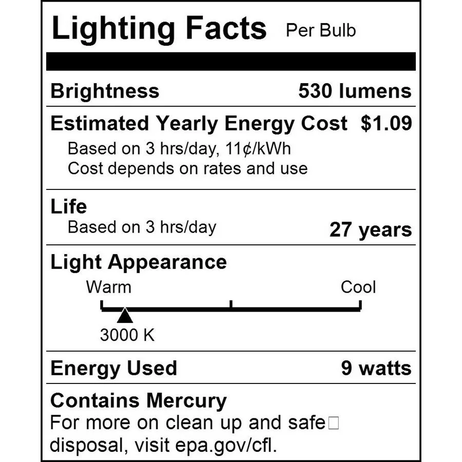 9W PL CFL Twin Tube Bulb, 2-Pin G23, 3000K Warm White, 10 Pack - view 4