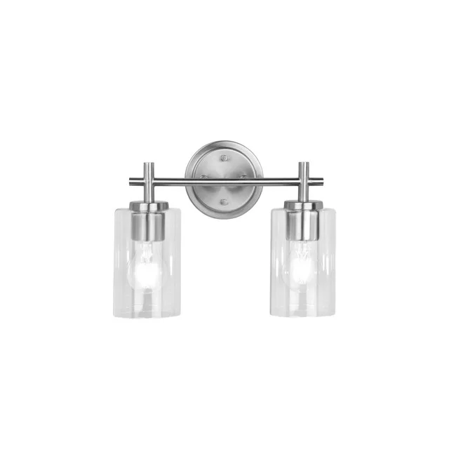 Ablo 2-Light Bath Vanity, 2-Light, Clear Glass, Brushed Nickel|Black|Aged Brass, 120V