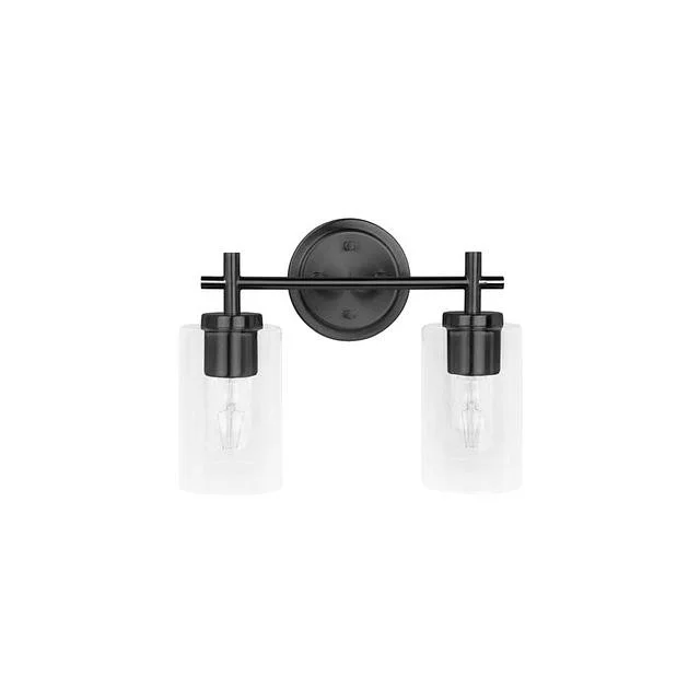 Ablo 2-Light Bath Vanity, 2-Light, Clear Glass, Brushed Nickel|Black|Aged Brass, 120V - view 3