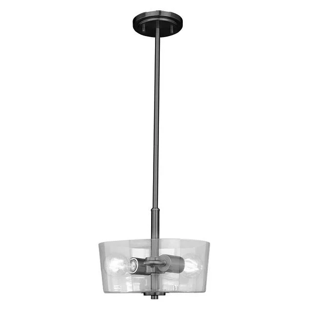 Ablo 2-Light Semi-Flush/Pendant, Clear Glass, 2x60W, 120V, Medium Base, Brushed Nickel/Black/Aged Brass - view 2