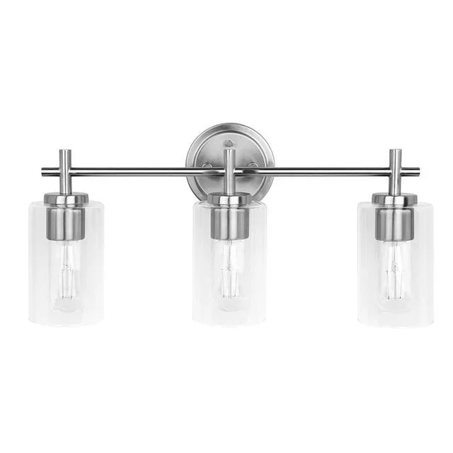 Ablo 3-Light Bath Vanity, Clear Glass, 3x60W, 120V, Medium Base, Brushed Nickel|Black|Aged Brass - view 2