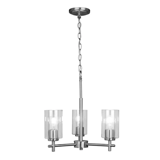 Ablo 3-Light Chandelier, Clear Glass, 3x60W, 120V, Medium Base, Brushed Nickel|Black|Aged Brass