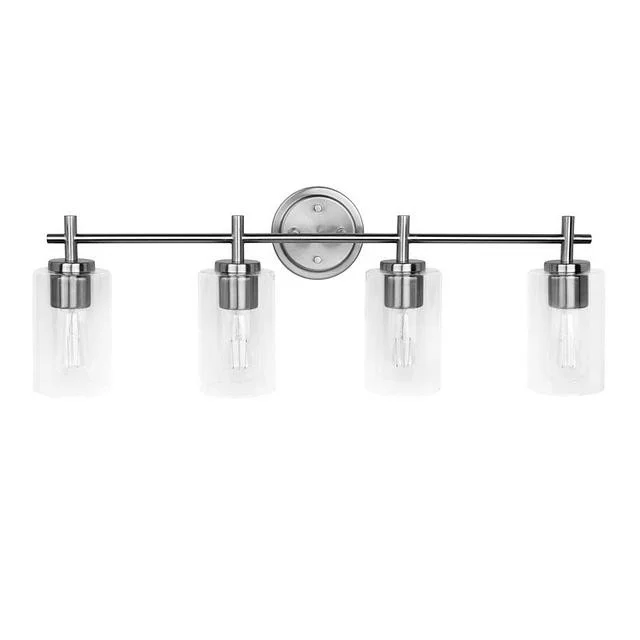 Ablo 4-Light Bath Vanity, 4-Light, Medium Base, 60W per Bulb, 120V, Clear Glass, Brushed Nickel|Blac...