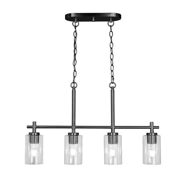 Ablo 4-Light Island Light, 4-Light, Clear Glass, Brushed Nickel/Black/Aged Brass, 120V - view 2
