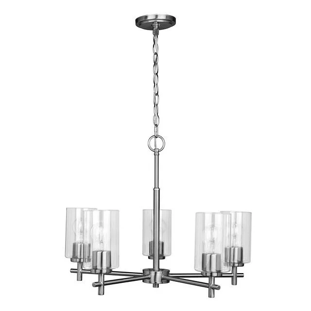 Ablo 5-Light Chandelier, Clear Glass, Brushed Nickel|Black|Aged Brass - view 2