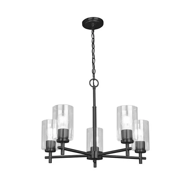 Ablo 5-Light Chandelier, Clear Glass, Brushed Nickel|Black|Aged Brass - view 3