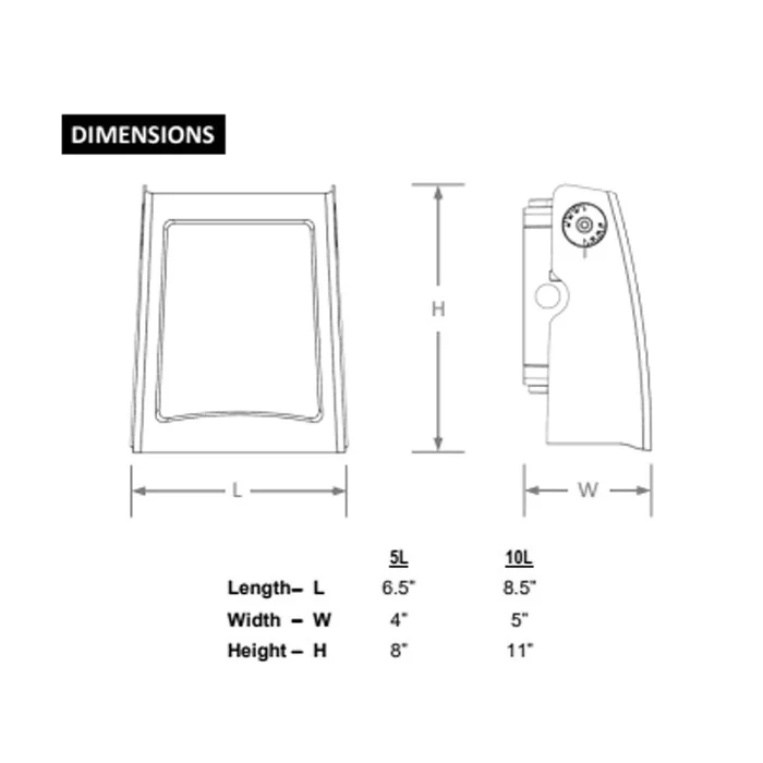 Adjustable Wall Pack, 10,000 Lumens, Lumen & Kelvin Field Selectable - view 2