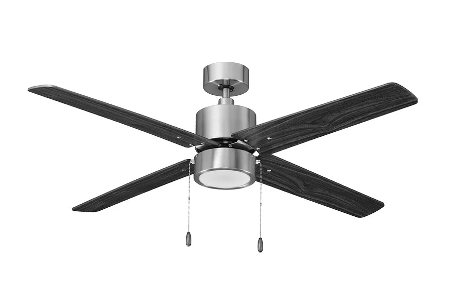 Aldea, 4-Blade, 52" Sweep, Pull Chain, Integrated LED Light Kit Included, Brushed Nickel / Walnut
