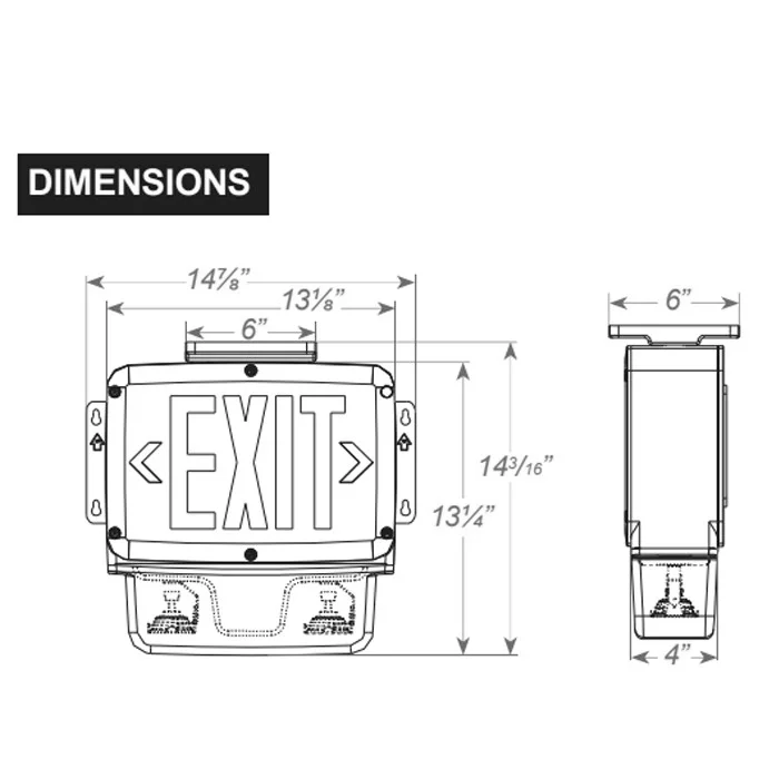 All LED NEMA4X/NSF Exit & Emergency Combo, Single Face, Green Letters - view 2