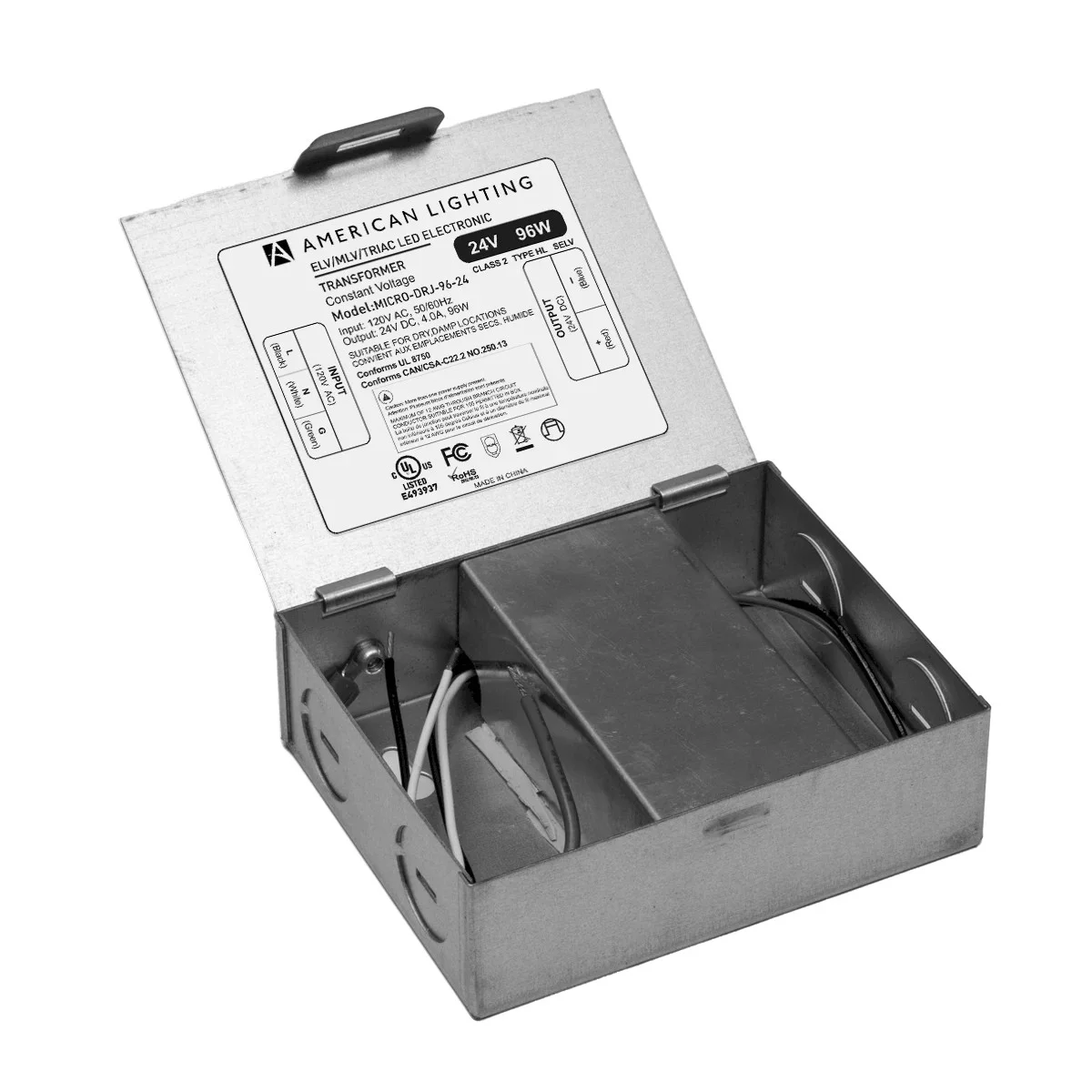 American Lighting Micro Driver, 24V, 60W, Class 2, Dimmable, with Junction Box - view 2