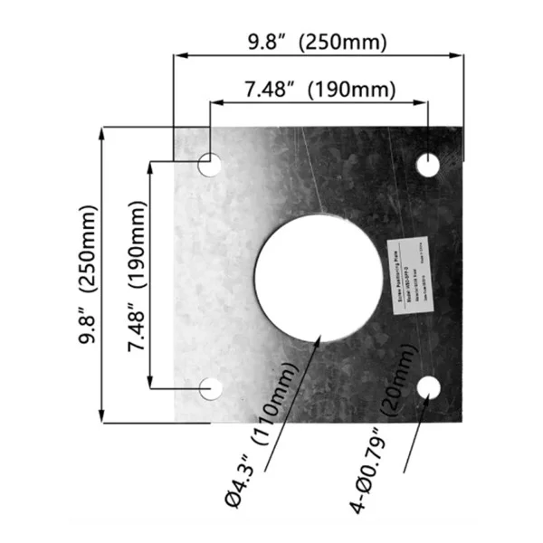 Anchor Bolt Positioning Plate Kit, 10'-25', Square Steel Pole, Includes 4 Anchor Bolts - view 2