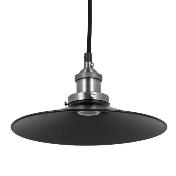 Antique Oil Rubbed Bronze Shallow Dish Shade Pendant, Farmhouse Country-Chic Style Fixture, 10-Inch Wide Canopy Cage
