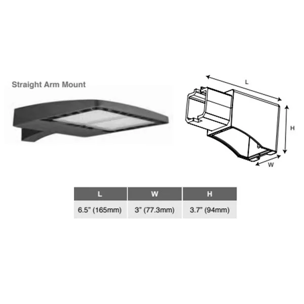 Area Light, Straight Arm Mounting Accessory, Square & Round Pole, Generation 3, Large - view 2