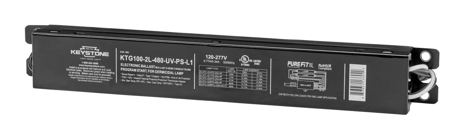 Ballast for UV-C Lamps. 120-277V input. Design to run 1 or 2 lamp not to exceed 100W Max Load. ~480mA Output. Linear Cas