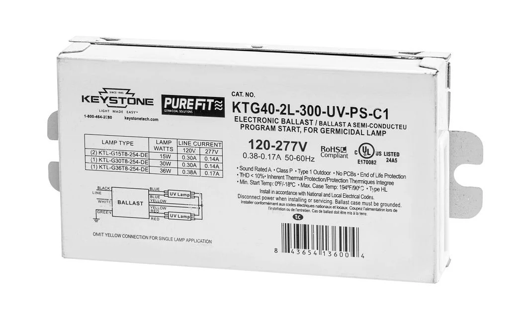 Ballast for UV-C Lamps. 120-277V input. Design to run 1 or 2 lamps not to exceed 40W Max Load. ~290mA Output. Compact Ca