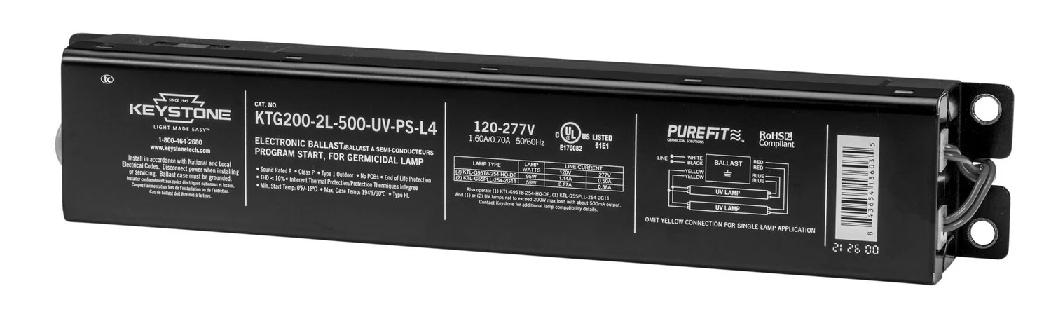 Ballast for UV-C Lamps. 120-277V input. Design to run 1 or 2 lamps not to exceed 200W Max Load. ~500mA Output. Large Lin
