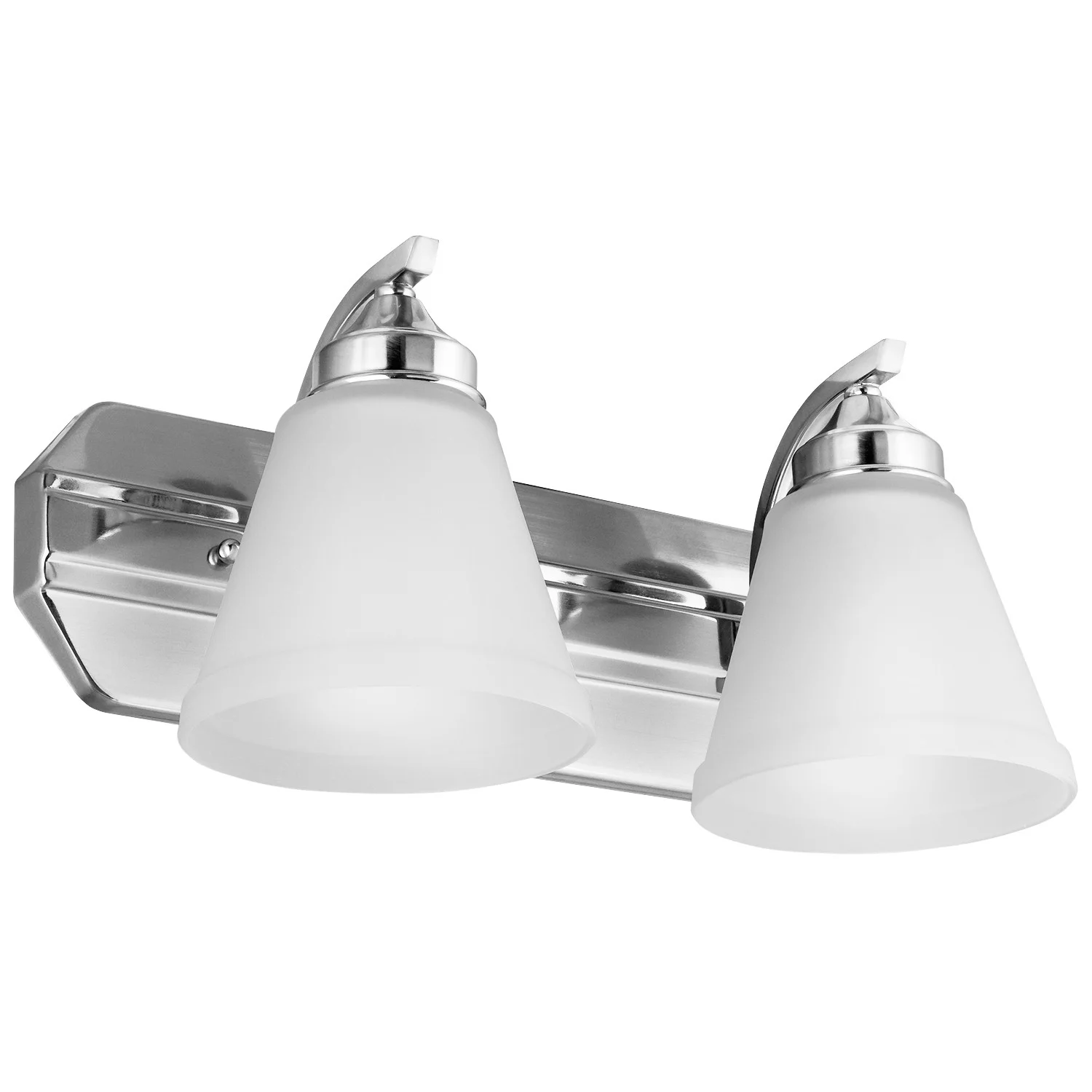 BATH VANITY FIX, 2 Lights, E26 Base, Brushed Nickel, Frosted Glass