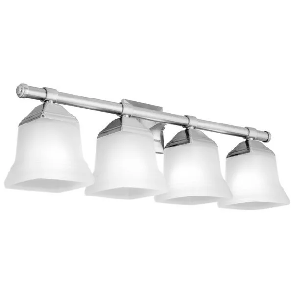 BATH VANITY FIX, Square Bell, 4 Light, E26 Base, Brushed Nickel, Frosted Glass - view 2