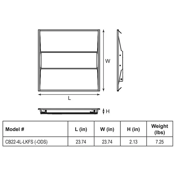 Best Lighting CB22-4L-LKFS, 2x2 Center Basket, Lumen & Kelvin Selectable, 3,447-4,769lm, 25.34-34.78...