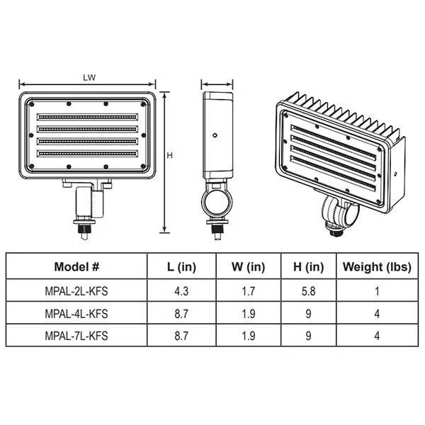Best Lighting MPAL-7L-KFS, Multi-Purpose Area Luminaire, 7000lm, 3500K|4000K|5000K, Knuckle Mount, Dark Bronze - view 2