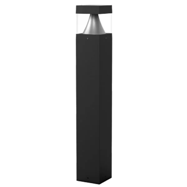 Bollard 42in Square Flat Top Louver Clear Lens Adj. 12-22W 30/40/50K, Black