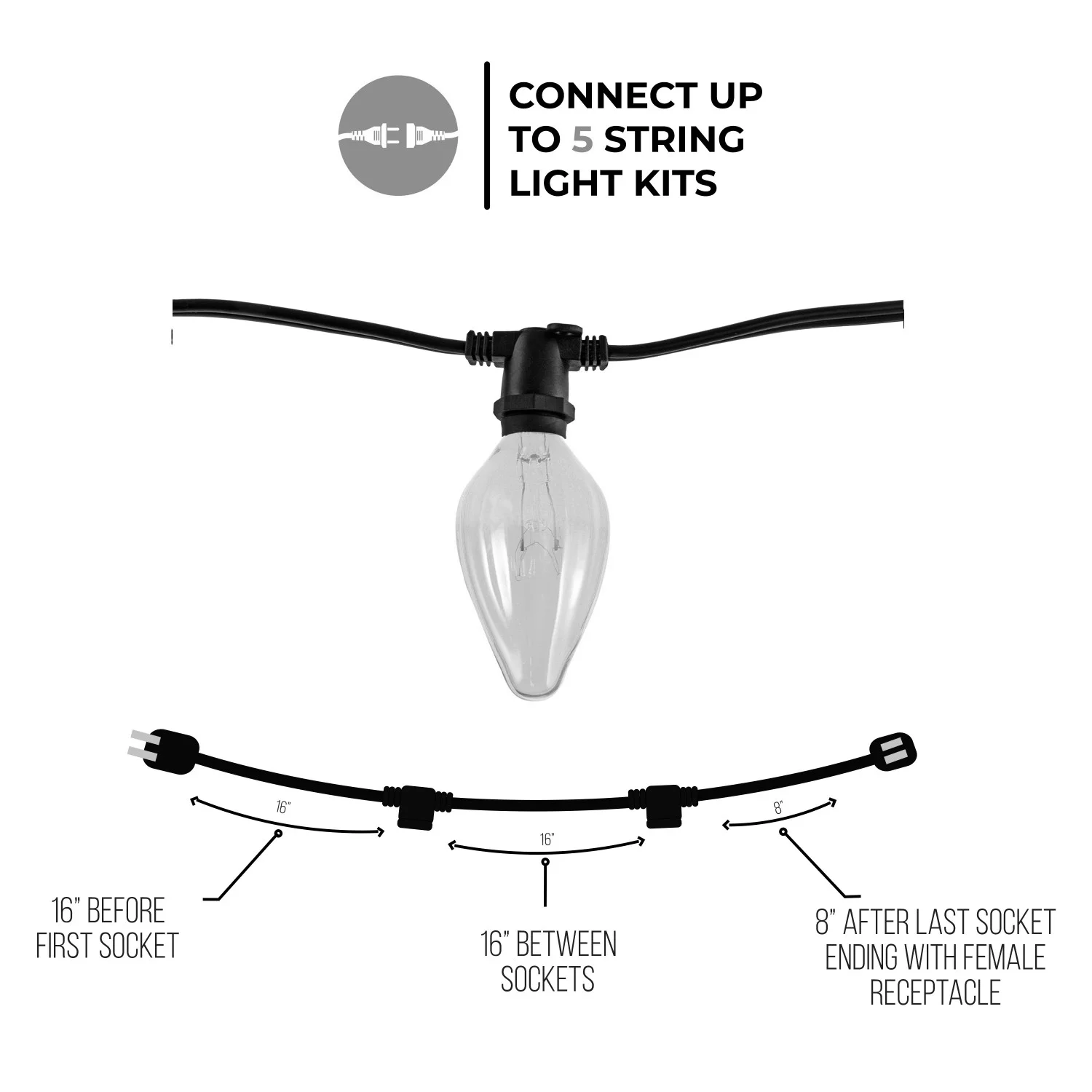 Bulbrite 14-Foot String Light Kit With Amber Fiesta F10 Incandescent Lamps Included - view 3