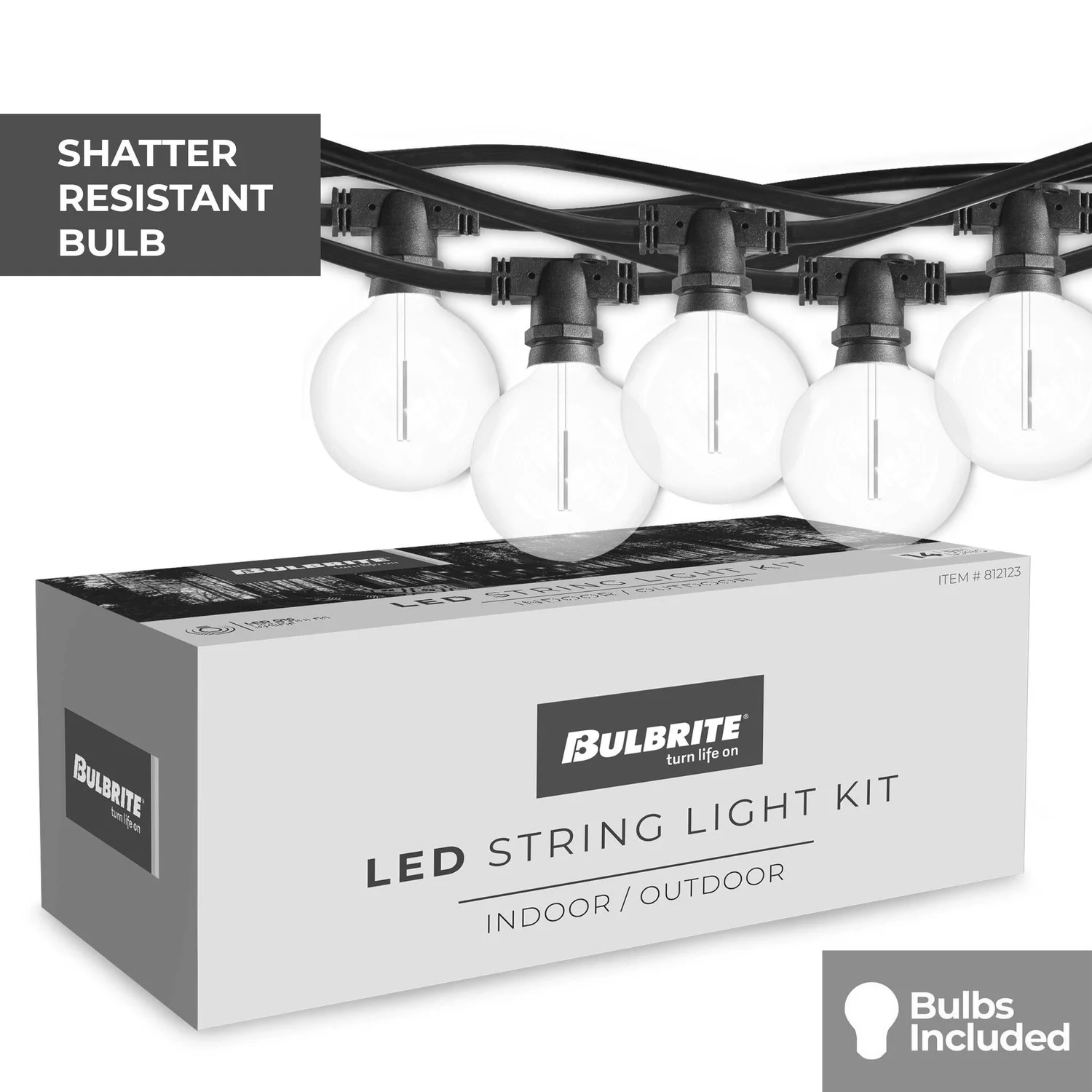 Bulbrite 14-Foot String Light Kit With Clear Shatter Resistant Globe G16 LED Lamps Included - view 2
