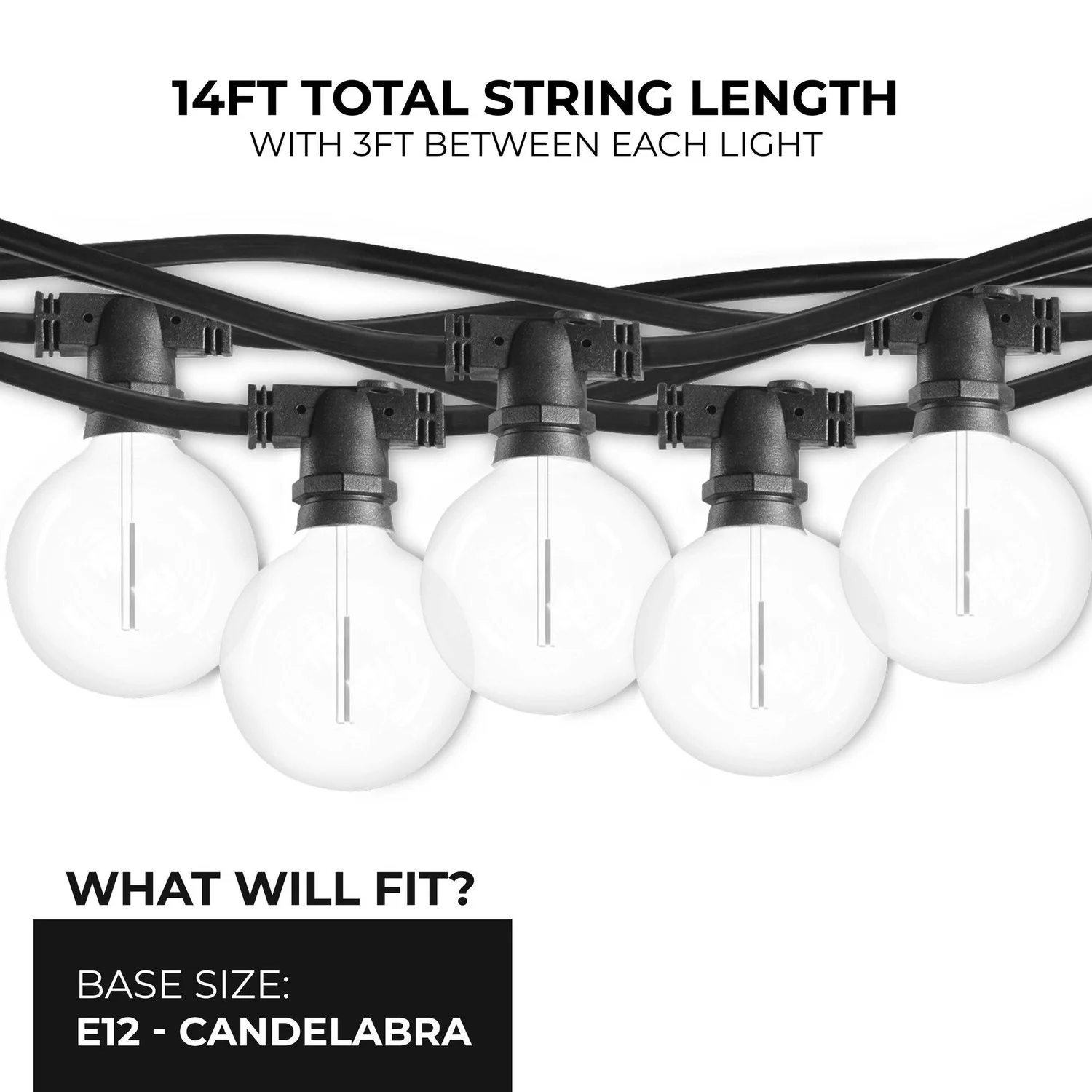Bulbrite 14-Foot String Light Kit With Clear Shatter Resistant Globe G16 LED Lamps Included - view 4