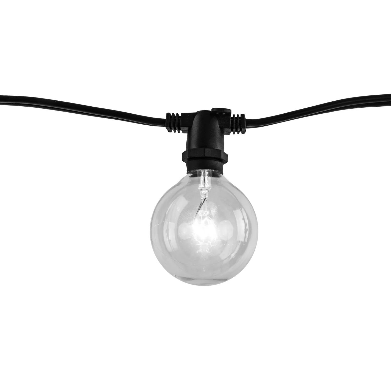 Bulbrite 14 Ft, 10-Socket Decorative String Light Kit With Clear Incandescent Globe (G16) Bulbs, 14 Ft, Black, 14 Ft