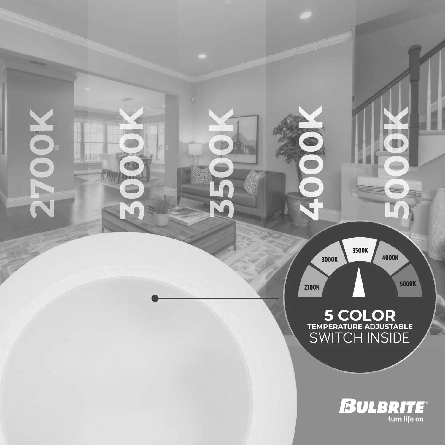 Bulbrite 25-W LED 10" Disc, 5 CCT - 27/30/35/40/50K 2000 Lumens - view 4