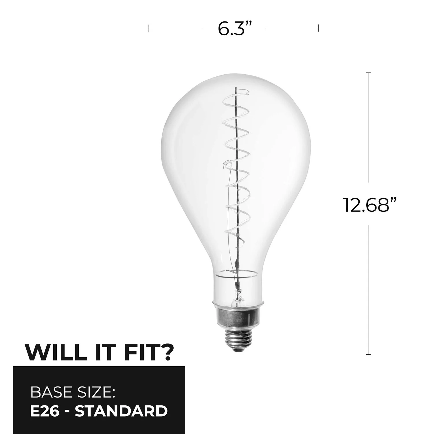 Bulbrite Grand LED Filaments Ps52 Pear Shaped Oversized Light Bulb, 60 W Equivalent, Clear - view 3