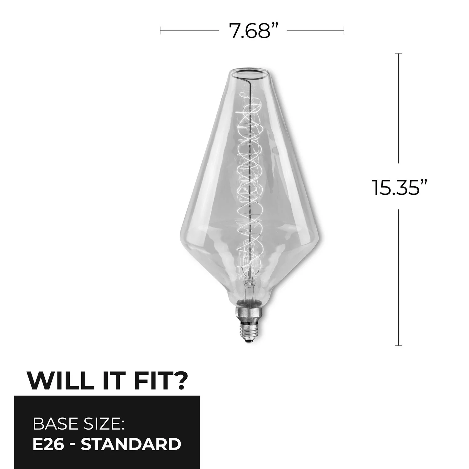 Bulbrite Grand Nostalgic Collection 60 W Dimmable Diamond Shape Oversized Decorative Incandescent Li...