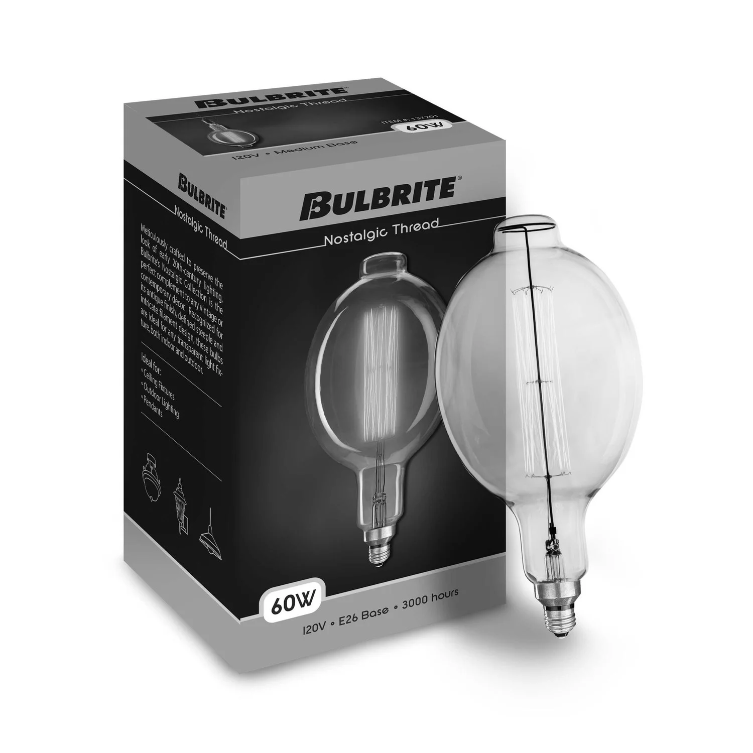 Bulbrite Incandescent 60 W Bt56 Nostalgic Thread Light Bulb With An Antique Finish And Medium Screw ...