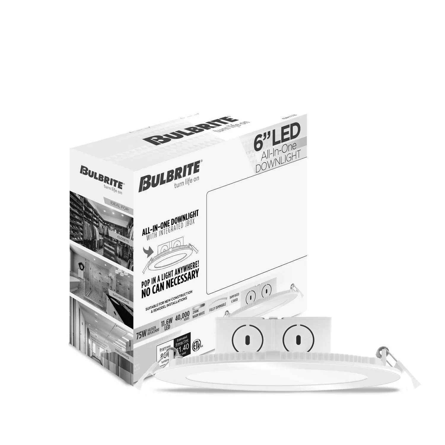 Bulbrite LED 11.6 W Downlight Fixture With A White Finish, 2700K (Warm White Light) - view 2