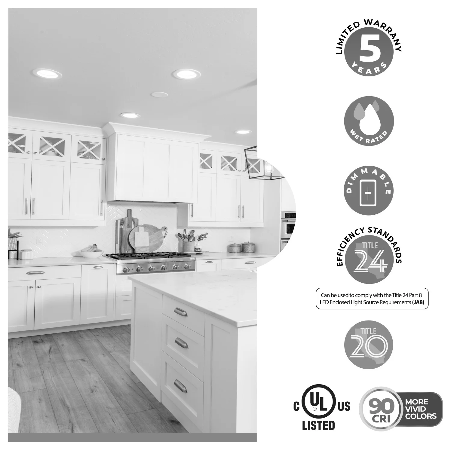 Bulbrite LED 11.6 W Downlight Fixture With A White Finish, 2700K (Warm White Light) - view 3