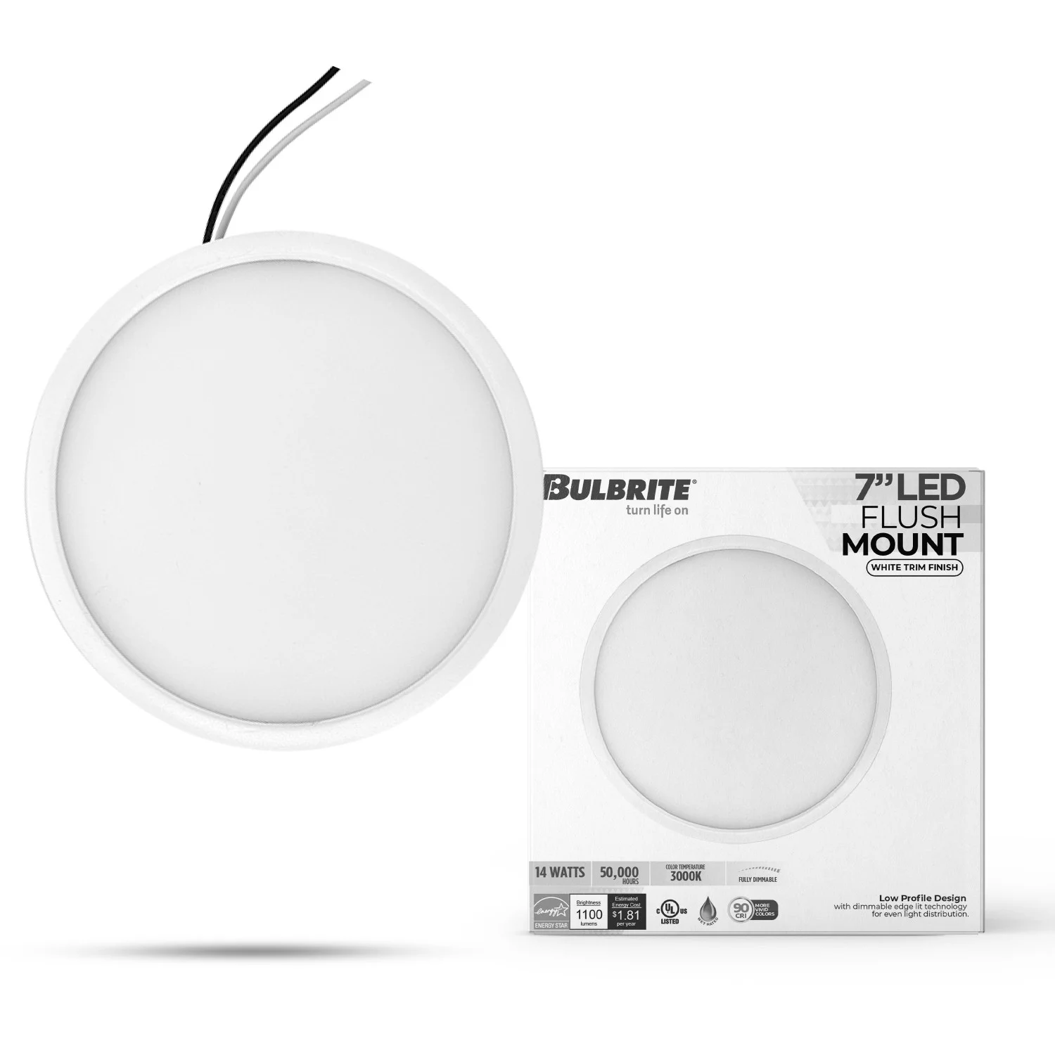 7" Round 10.3-W 5 Color Selectable LED Flush Mount Light, 1150 Lumens, White Finish - view 9