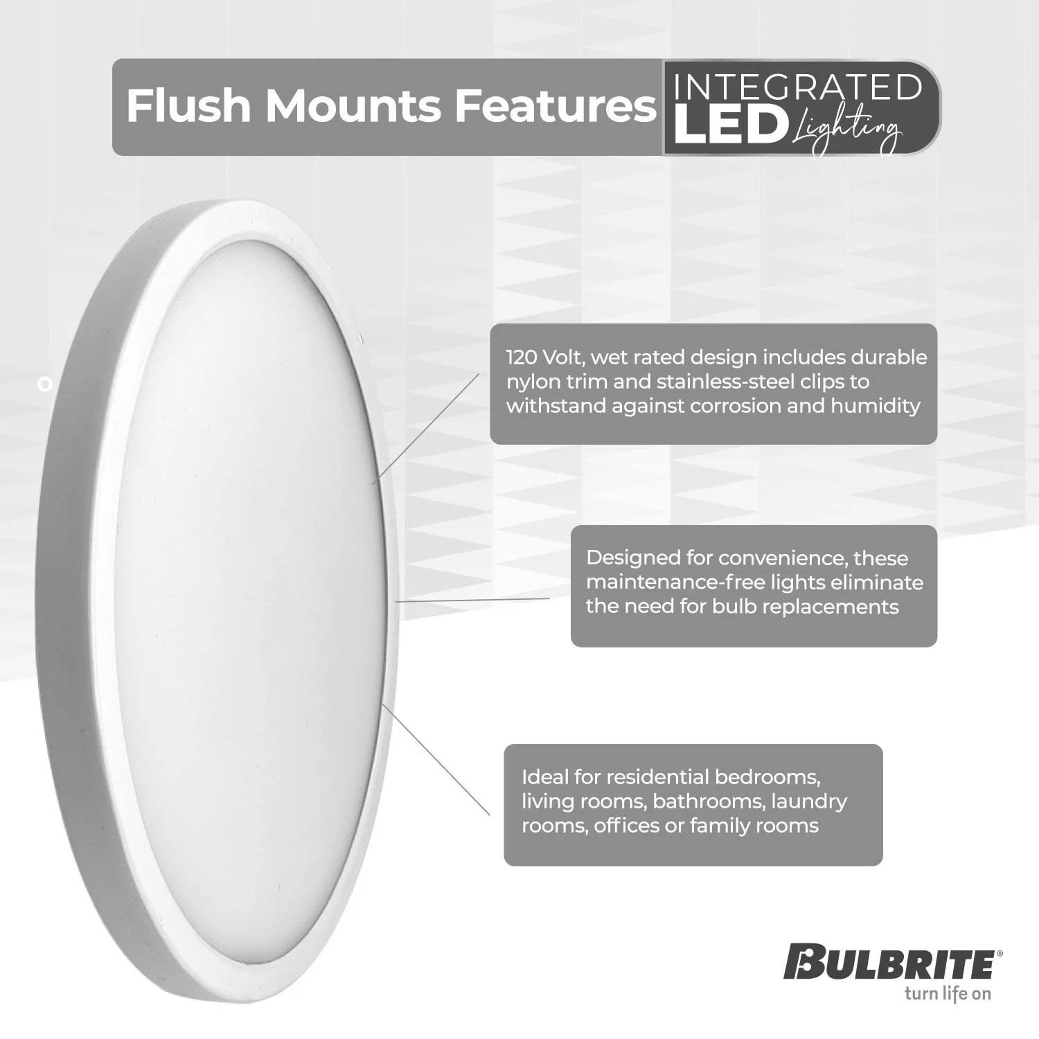 7" Round 10.3-W 5 Color Selectable LED Flush Mount Light, 1150 Lumens, White Finish - view 3