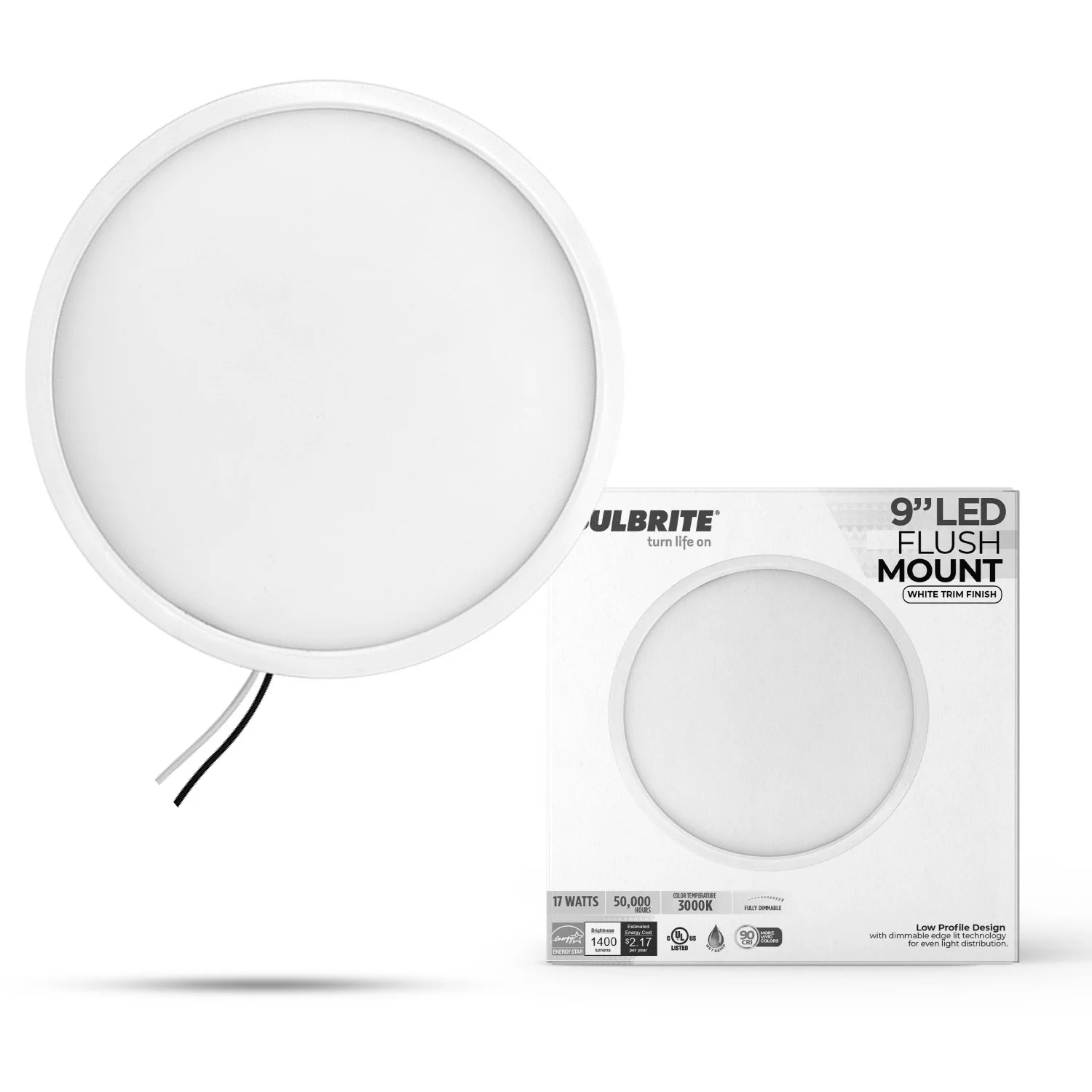 9" Round 17-W 5 Color Selectable LED Flush Mount Light, 1400 Lumens, White Finish - view 2