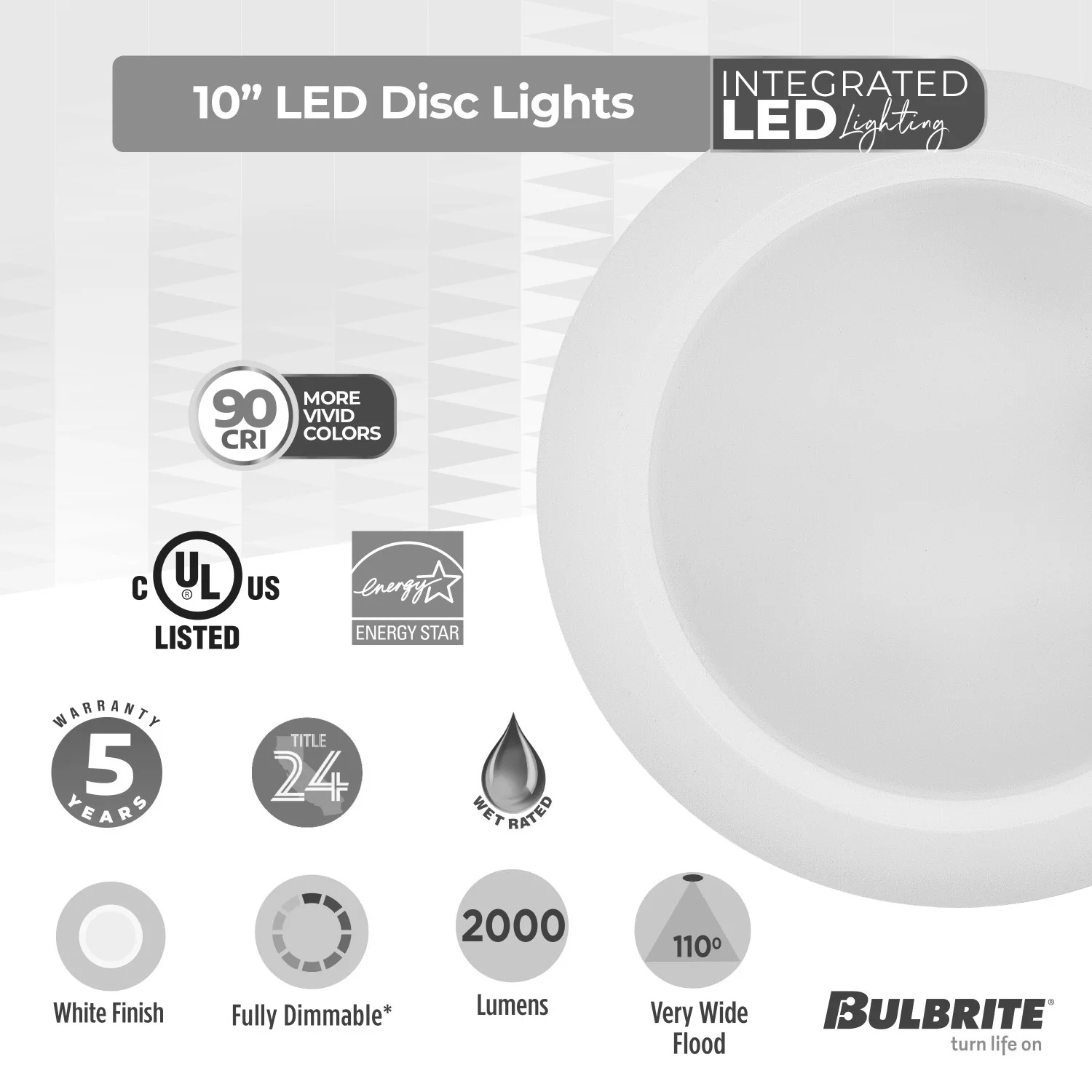 Bulbrite 25-W LED 10" Disc, 5 CCT - 27/30/35/40/50K 2000 Lumens - view 8