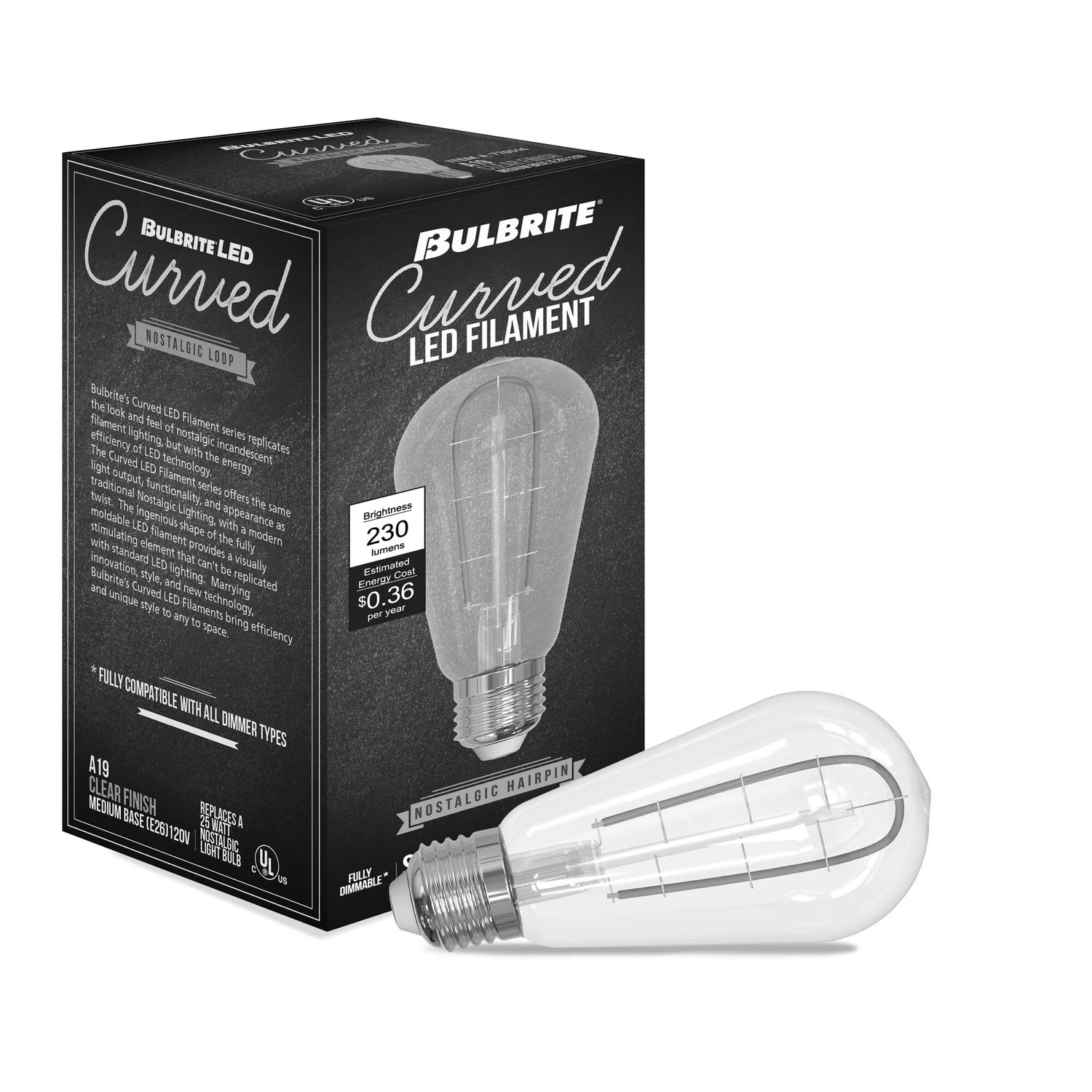 Bulbrite LED 3 W ST18 Hairpin Light Bulb With A Clear Finish And Medium Screw (E26) Base, 2100K (Amber Light)